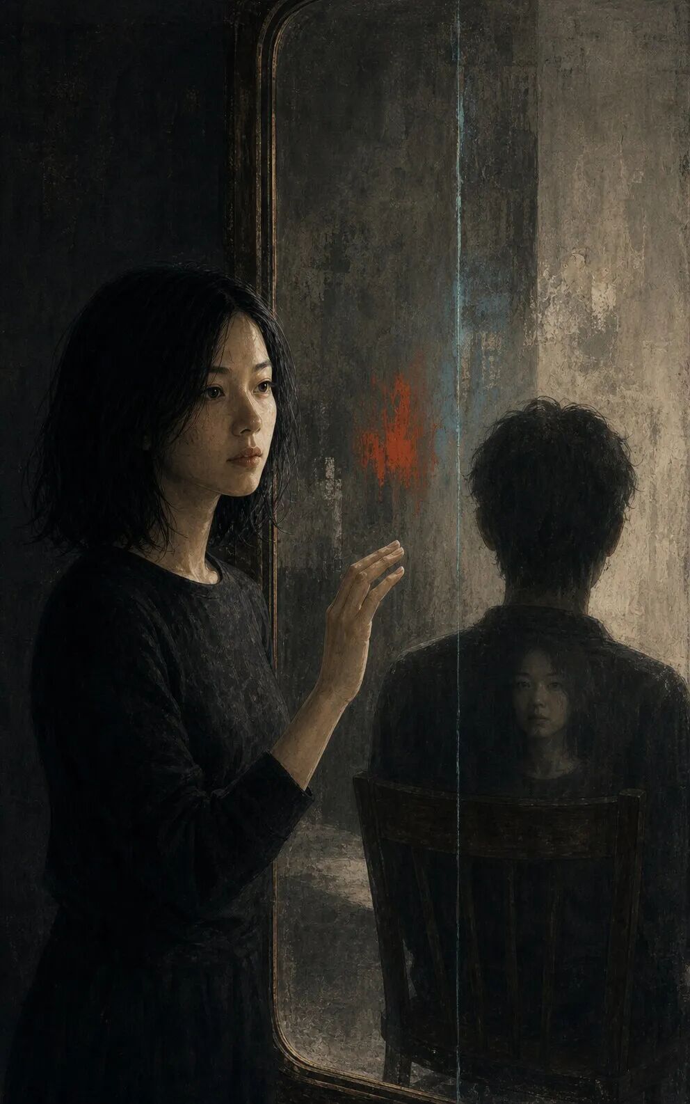 镜子拒绝返还她,只返还正在观看的你。